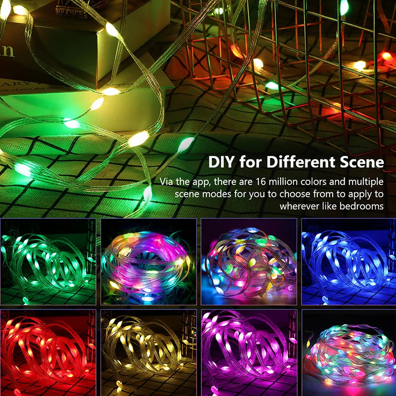 Smart RGB Led Strip Fairy Christmas Lights Bluetooth Lights Garland Light Waterproof For Party Curtain Room