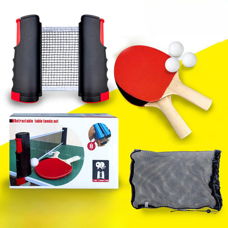 Stretchable Table Tennis Mesh Frame Color Box Set, Home Standard Portable Net Pillar Table Tennis Racquet Combination Set