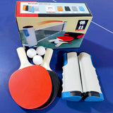 Stretchable Table Tennis Mesh Frame Color Box Set, Home Standard Portable Net Pillar Table Tennis Racquet Combination Set