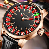 Design Mechanical Watch NH35 Movement Arabic numerals Rotating Dial Roulette Automatic Watch Diamond Luminous Hands