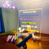 Light Up Acrylic Message Board Rewritable DIY Children's Glowing Drawing Board Message Lamp With 7 Colorful Pens