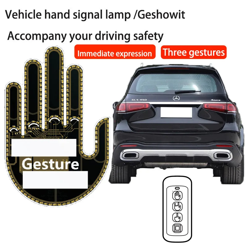 Middle Finger Gesture Light with Remote Funny Finger Car Light Road Rage Signs Hand Lamp Sticker Glow Panel For car Window