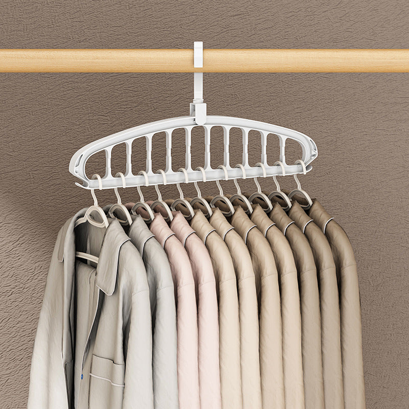 Rotating Folding Clothes Hanger Closet Organizer Multi-port Clothing Drying Rack Foldable Plastic Scarf 11-hole Storage Hangers