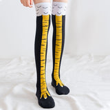 1 Pair Women Knee High Socks Trendy Cartoon Funny Chicken Claw Socks Fitness Sports Casual Slim Leg Long Tube Socks Women