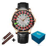 Design Mechanical Watch NH35 Movement Arabic numerals Rotating Dial Roulette Automatic Watch Diamond Luminous Hands