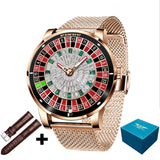 Design Mechanical Watch NH35 Movement Arabic numerals Rotating Dial Roulette Automatic Watch Diamond Luminous Hands