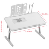 Laptop Lap Desk, Laptop Bed Tray Table, Adjustable Lap Desk with Light Fan, Folding Laptop Desk for Bed with USB