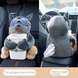 Car Mounted Tissue Box 2-in-1 Cartoon Plush Doll Auto Armrest Box Hanging Paper Drawer Storage Car Trash Can And Tissue Holder