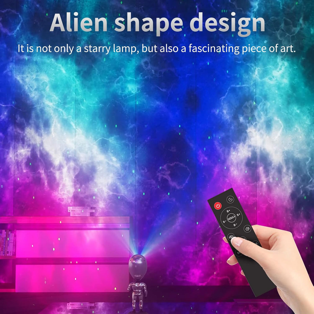 LED Alien Galaxy Projector Light Atmosphere Night Lamp Bedroom Gaming Room Desktop Decoration Star Projection Lights Kids Gift