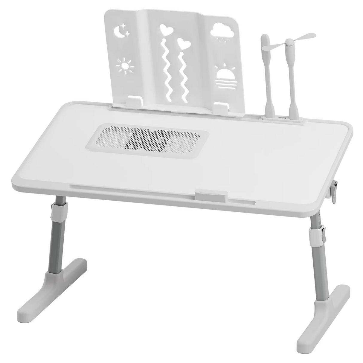 Laptop Lap Desk, Laptop Bed Tray Table, Adjustable Lap Desk with Light Fan, Folding Laptop Desk for Bed with USB