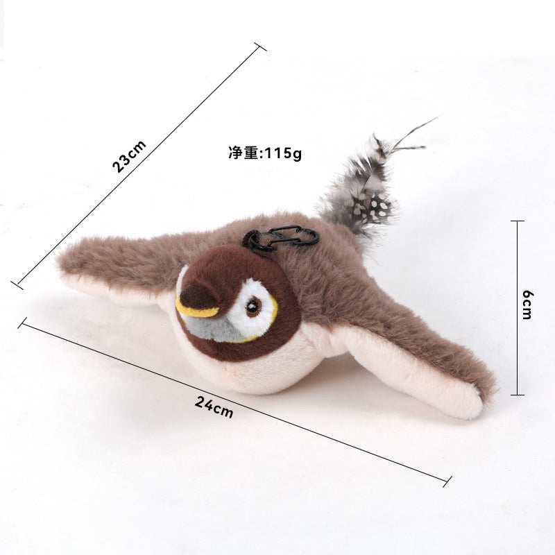 Interactive Cat Toys, Rechargeable Chirping Flapping Bird with Catnip for Indoor Cats, Touch Activated Plush Toys, Wing Movement