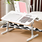 Laptop Lap Desk, Laptop Bed Tray Table, Adjustable Lap Desk with Light Fan, Folding Laptop Desk for Bed with USB