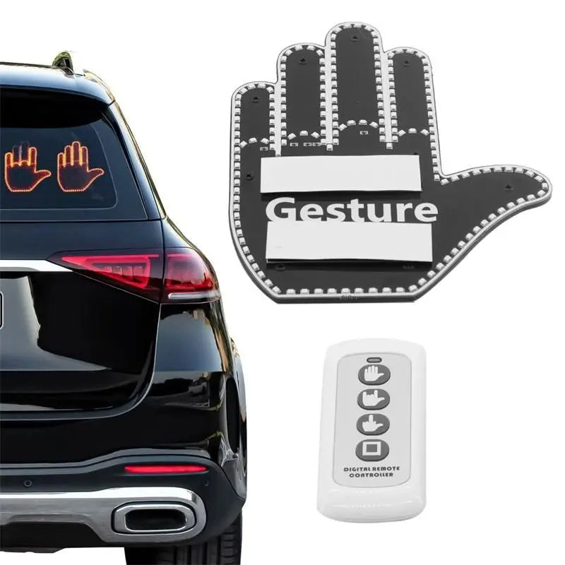 Middle Finger Gesture Light with Remote Funny Finger Car Light Road Rage Signs Hand Lamp Sticker Glow Panel For car Window