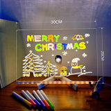 Light Up Acrylic Message Board Rewritable DIY Children's Glowing Drawing Board Message Lamp With 7 Colorful Pens