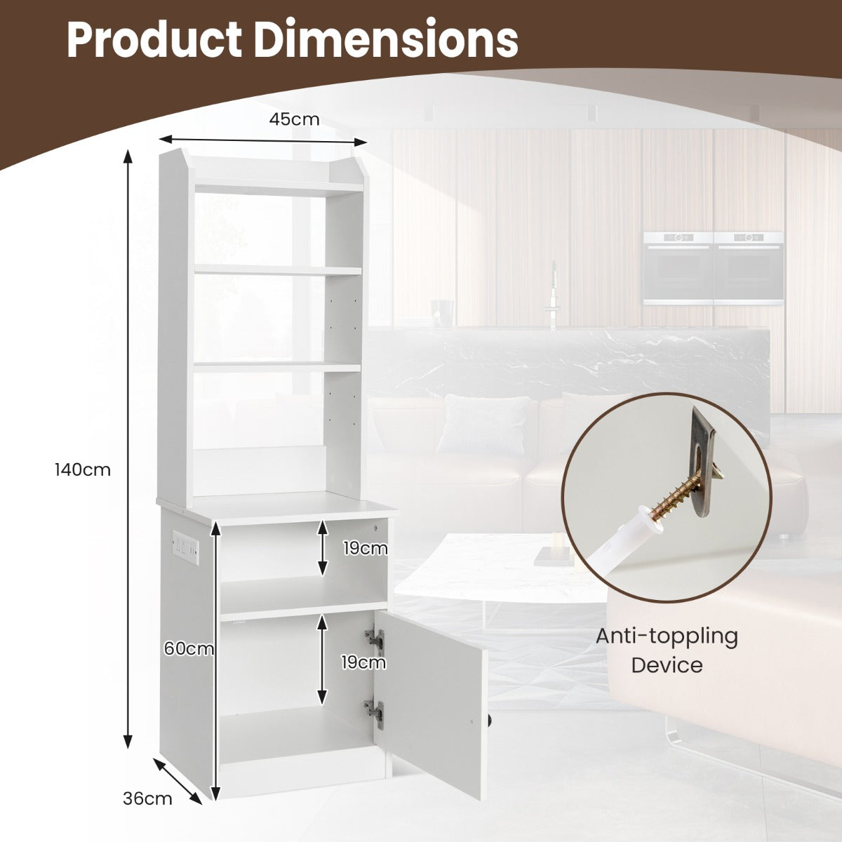 Nightstand with Charging Station, Bedside Table with 6-Level Adjustable Shelves,