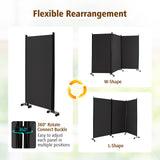 3-Panel Folding Room Divider, 180 CM Rolling Privacy Screen with Lockable Wheels, Portable Wall Divider and Separator, Freestanding Privacy Protection for Living Room, Bedroom, Office