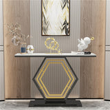 Heavy Duty Marble Console Table Solid Geometric Base Sofa Side Entryway Table