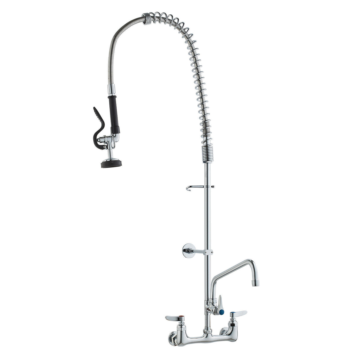 Commercial Wall Mount Kitchen Sink Faucet Pre-Rinse Sprayer 44" Height