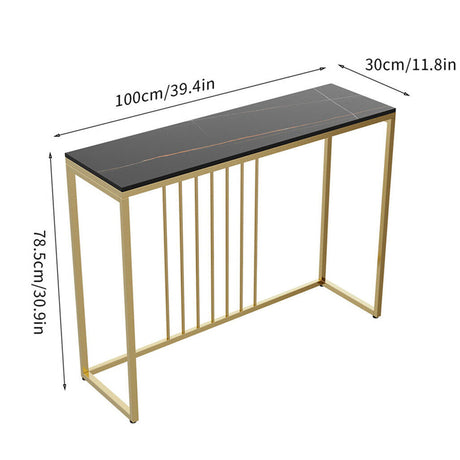 Slim Narrow Hallway Console Table scratch-proof Marble Long Bar Table Gold Legs