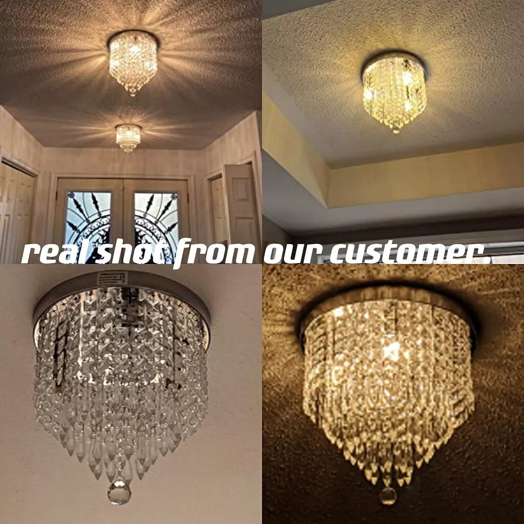 Modern Luxury Crystal Chandelier Ceiling Lamp Pendent Light Acrylic Bead Bedroom