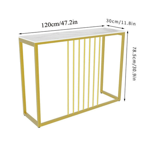 Slim Narrow Hallway Console Table scratch-proof Marble Long Bar Table Gold Legs