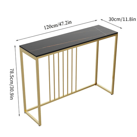 Slim Narrow Hallway Console Table scratch-proof Marble Long Bar Table Gold Legs