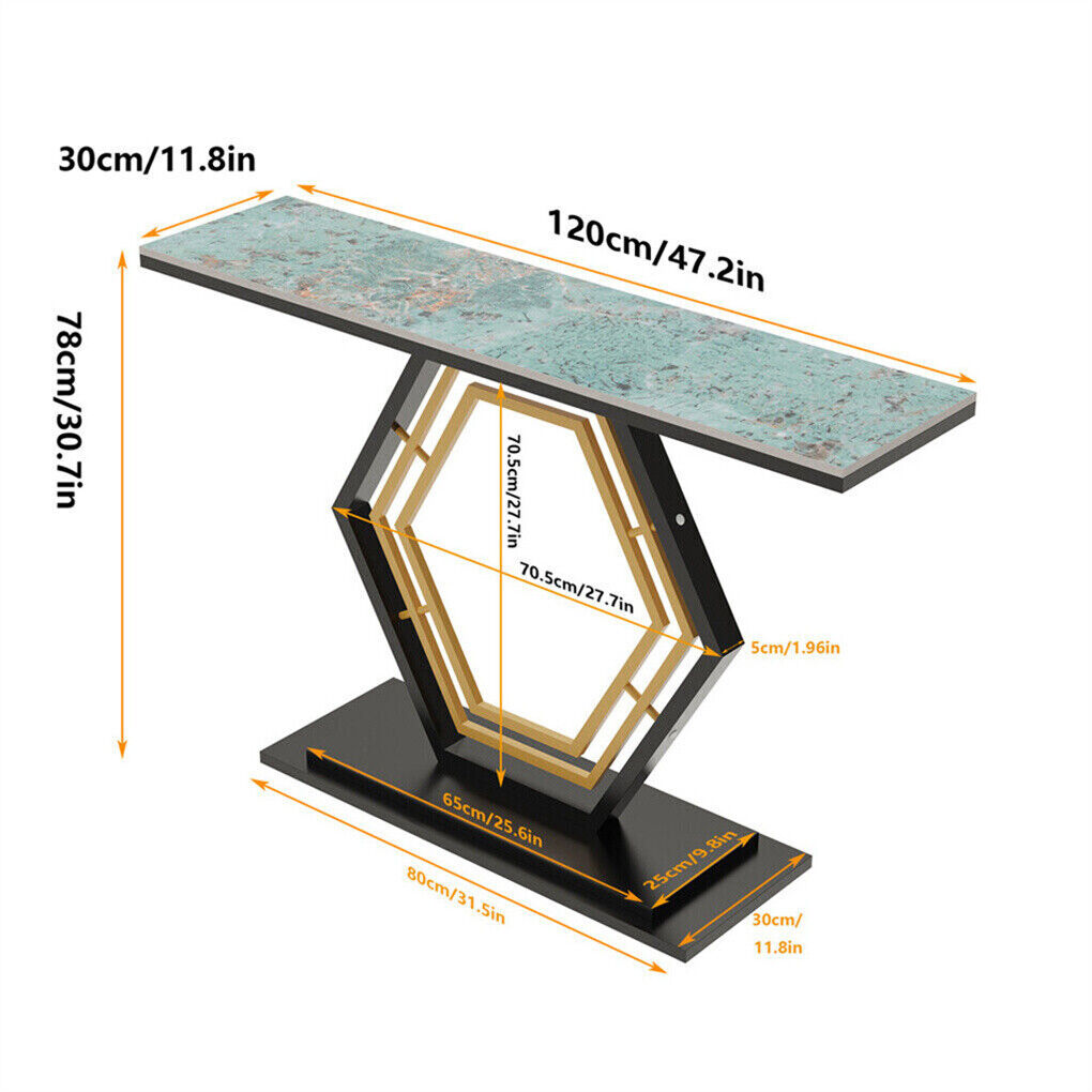 Heavy Duty Marble Console Table Solid Geometric Base Sofa Side Entryway Table