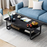 Marble Coffee Table Modern Black Luxury Coffee Table Rectangular Frame