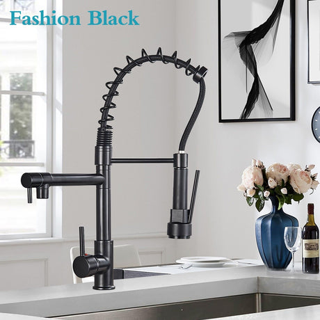 Kitchen Tap Black Pull Out Mixer Taps Sink Basin Faucet Vanity 360° Swivel