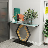 Heavy Duty Marble Console Table Solid Geometric Base Sofa Side Entryway Table