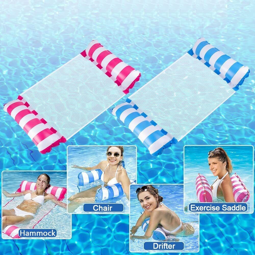 2 Pack Inflatable Summer Swimming Hammock Floating Water Float Pool Lounge Bed