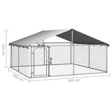 Large Dog Pen House Kennel Run Cage Galvanized Steel Outdoor Enclosed Roof 3x3 m