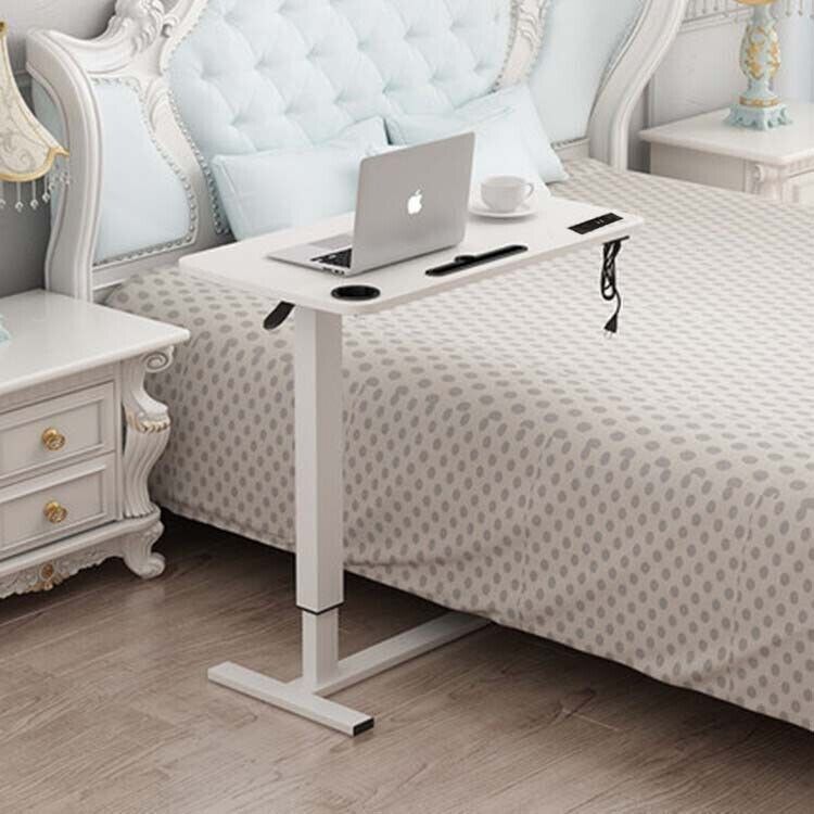 Gas-Lift Overbed Bedside Table Laptop Computer Standing Desk w/ Steel Frame