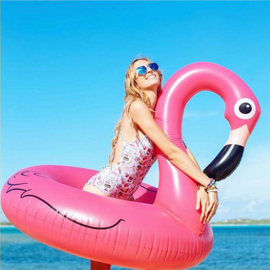 Inflatable Dia.120cm Giant Flamingo Swimming Ring Float Raft Pool Beach