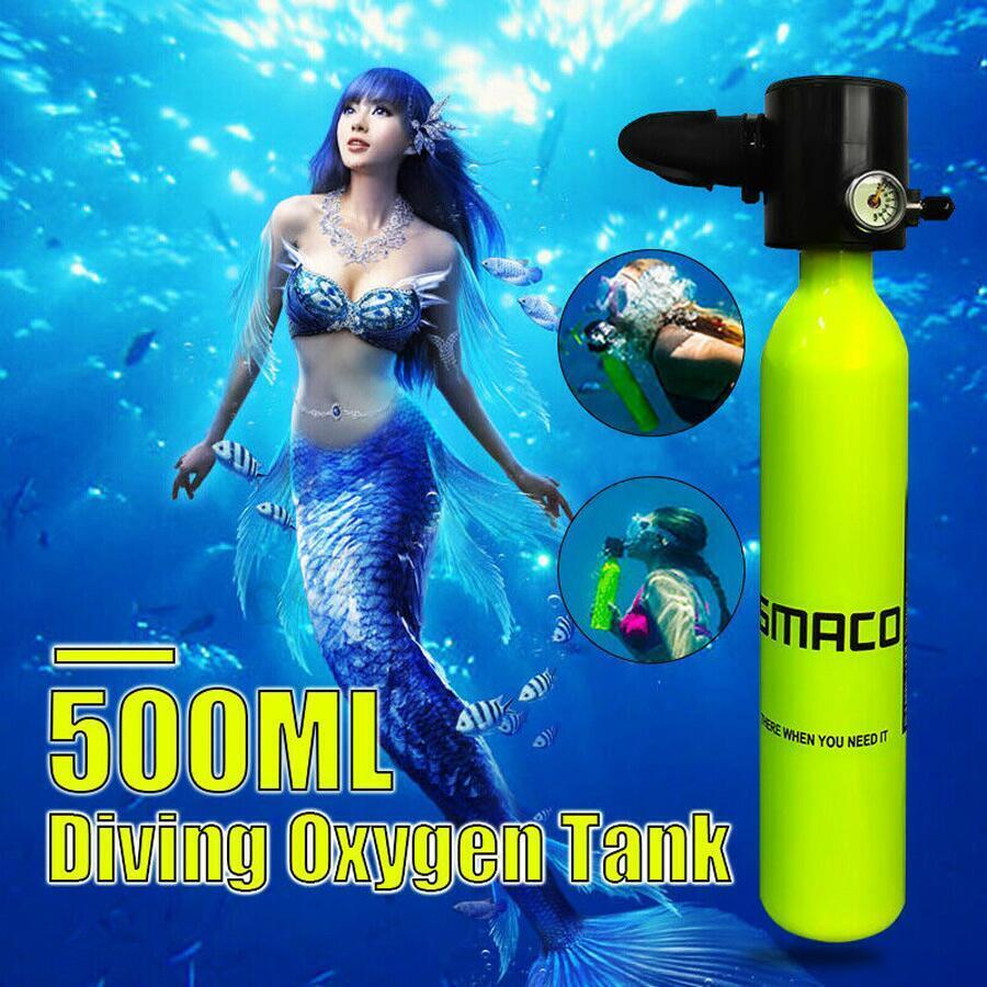 0.5L Oxygen Tank Mini Scuba Diving Equipment Air Tank Breath Underwater Spare