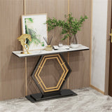 Heavy Duty Marble Console Table Solid Geometric Base Sofa Side Entryway Table