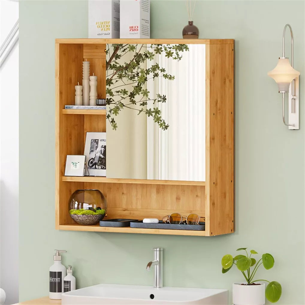 Bathroom Mirrored Cabinet Wall Storage Medicine Shaving Organiser Door Shelves