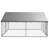 Large Dog Pen House Kennel Run Cage Galvanized Steel Outdoor Enclosed Roof 3x3 m