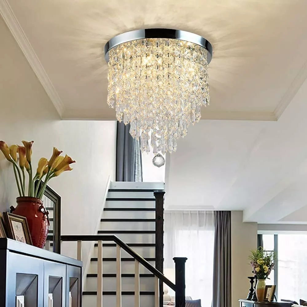 Modern Luxury Crystal Chandelier Ceiling Lamp Pendent Light Acrylic Bead Bedroom