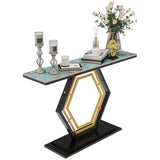 Heavy Duty Marble Console Table Solid Geometric Base Sofa Side Entryway Table