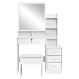 Dressing Table Stool Set 4 Drawers White