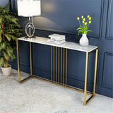 Slim Narrow Hallway Console Table scratch-proof Marble Long Bar Table Gold Legs