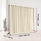 Room Divider Panel Privacy Screen Curtain Stand w/ Wheels 301 x 240cm