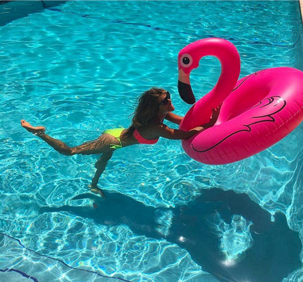 Inflatable Dia.120cm Giant Flamingo Swimming Ring Float Raft Pool Beach