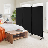 3-Panel Folding Room Divider, 180 CM Rolling Privacy Screen with Lockable Wheels, Portable Wall Divider and Separator, Freestanding Privacy Protection for Living Room, Bedroom, Office