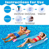 2 Pack Inflatable Summer Swimming Hammock Floating Water Float Pool Lounge Bed