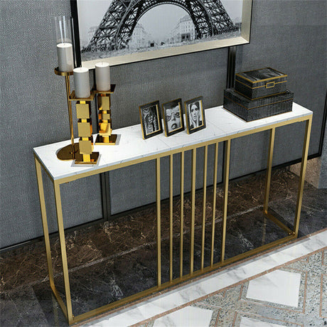 Slim Narrow Hallway Console Table scratch-proof Marble Long Bar Table Gold Legs