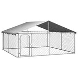 Large Dog Pen House Kennel Run Cage Galvanized Steel Outdoor Enclosed Roof 3x3 m