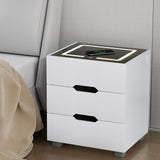 Smart Bedside Table 3 Drawers with Wireless Charging Ports LED Lights