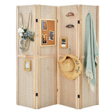 4-Panel Partition Room Divider Folding Privacy Screen Pegboard Display